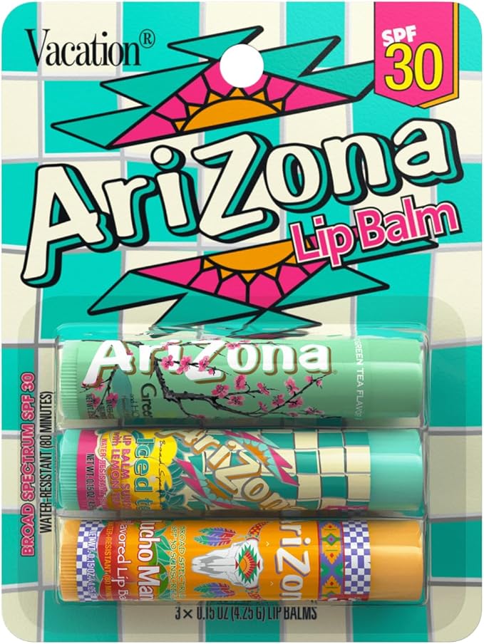 VACATION ARIZONA ICED TEA SPF 30 LIP BALMS 3-PACK BY SUNSCREEN, HYDRATING LIP SUNSCREEN CHAPSTICK, WATER RESISTANT VEGAN SUNSCREEN LIP BALM, 3 ICONIC FLAVORS, LIMITED EDITION SPF CHAPSTICK (PACK OF 3) - Image 5